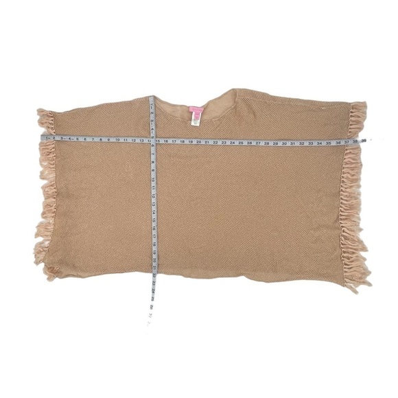 Lilly Pulitzer Gold Metallic Fringed Poncho Wrap One Size Women's - Picture 6 of 7